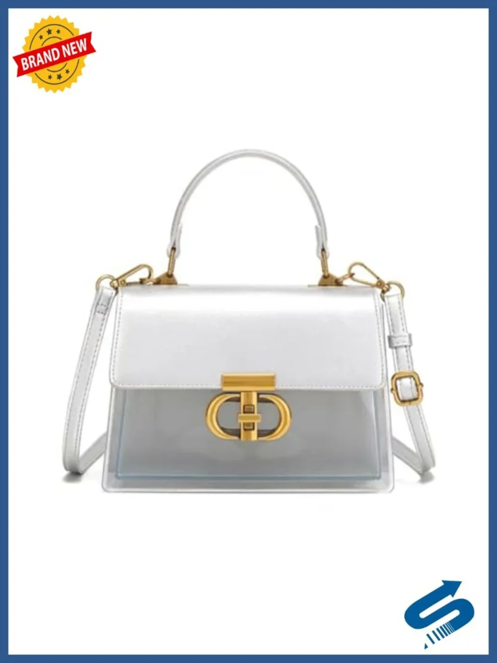 Clear PVC Satchel Handbag Women Convertible Crossbody Tote Detachable Strap